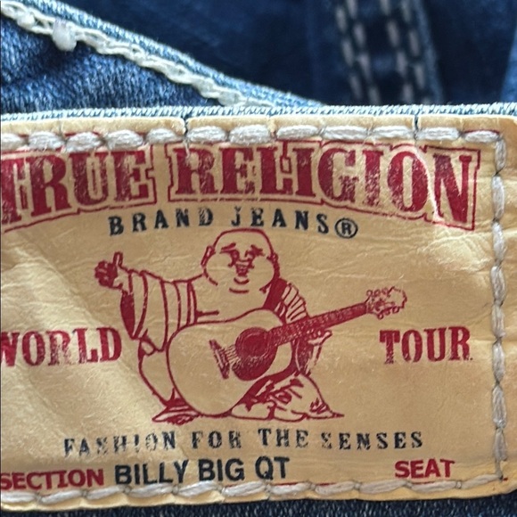 True Religion Blue Billy Big QT Straight Leg Jeans with Distressed Details - Picture 10 of 10